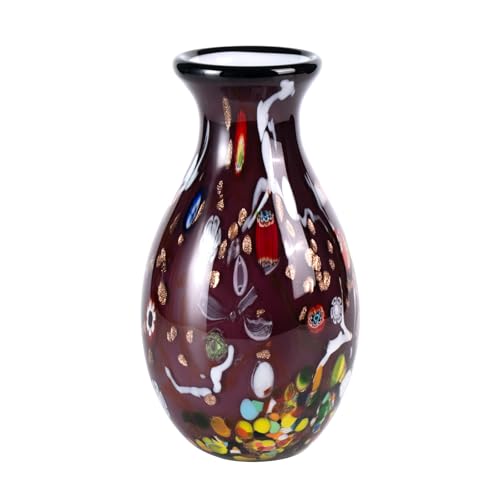 KAMMAK Colored Glass Vase, Beautiful Hand Blown Decorative Vase, Modern Art Vase for Flower Mantle Dining Table Centerpiece, Entryway Living Room Wedding Decoration (JG2052) - style: JG02052