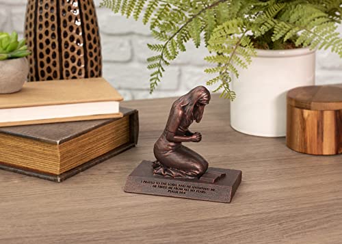 Lighthouse Christian Products Praying Woman Seeking God Bronzelike Finish 4.5 x 2.75 Cast Stone Mounted Sculpture - style: Woman