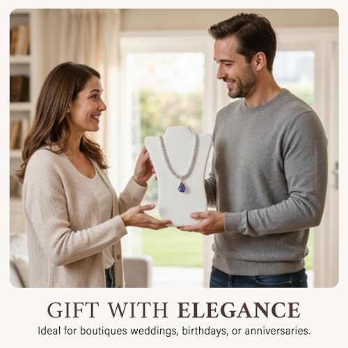 RJ Displays Jewelry Display for Vendors, Velvet Necklace Display Stand Holder, Jewelry Stand Necklace Holder for Vendors. Jewelry Display Stand 14” H. (White) - color: White