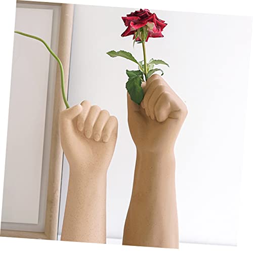 MAGICLULU Hand Shaped Ceramic Vase Decoration Light Brown Artistic Flower Arrangement Table Ornament for Desktop and Home Decor Unique Handmade Gift