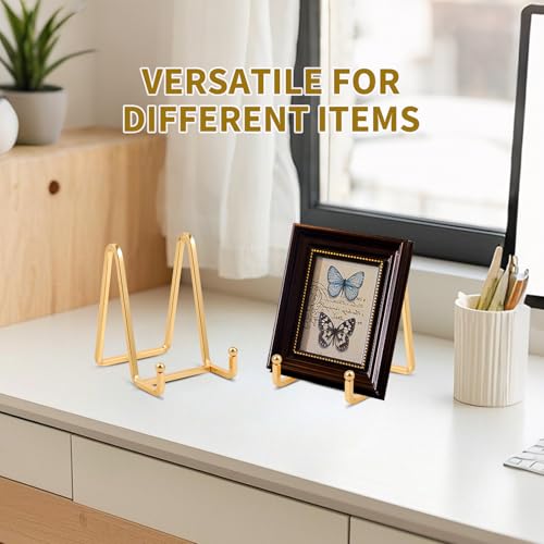 Plate Holder Easel Display Stand - 4.5 inch Metal Plate Stands for Display - Tabletop Picture Stand - Gold Iron Easels for Display Pictures | Photo Frames | Book | Decorative Plates | Plaque -1 Pack - size: 4.5 inch
