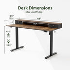 Agilestic 48 x 24 Inches Electric Standing Desk with 2 Storage Drawers, Adjustable Height Sit and Stand Computer Table with Splice Board, Rustic Brown - color: Rustic Brown, size: 48 x 24 Inches with 2 drawers