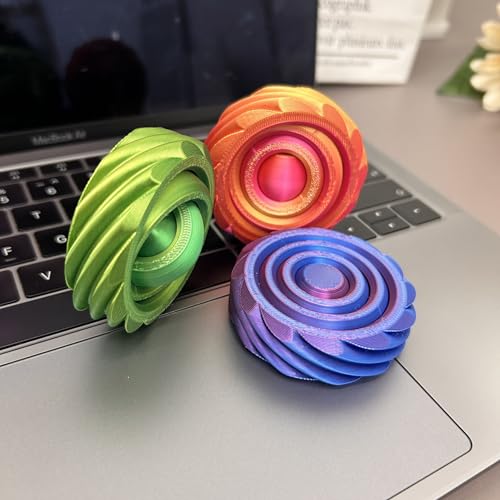 3D Rotating Gyroscope Sculpture - Sculpted Desktop Decor, Personalized Home Office Gifts for Men and Women (Fathers, Husbands, Boyfriends) - color: 3blue