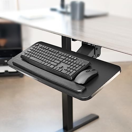 VIVO Adjustable Computer Keyboard & Mouse Platform Tray Ergonomic Under Table Desk Mount Drawer Underdesk Shelf (MOUNT-KB03B) - color: Black, size: 25"