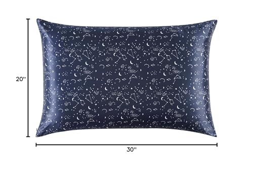 ALASKA BEAR Luxury Silk Pillowcase for Beauty Sleep, Genuine 22 Momme Mulberry Silk Pillow Case Slip for Room Decor, Navy Constellation Floral Pattern Printed, Queen Size (1pc, Gift Box) - color: Constellation, size: Queen 20''x30''