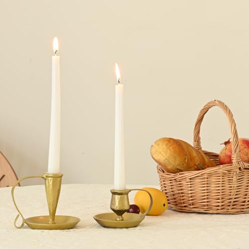 Set of 2 Vintage Candle Holders, Gold Candle Sticks Holder Decor, Modern Decorative Tapered Candlestick Holders Centerpiece for Dining Table Centerpiece, Party Decor - color: Gold