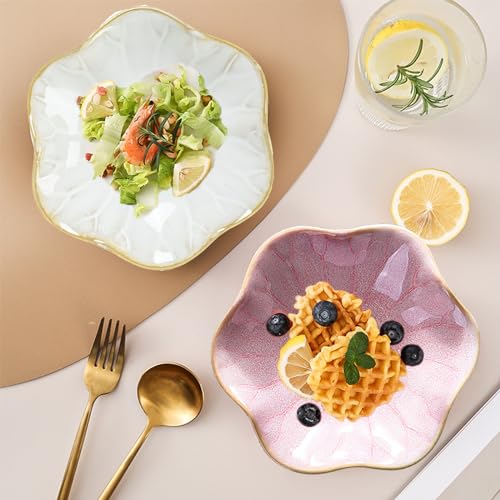 Binoster Ceramic Jewelry Dish, Jewelry Tray Key Tray,Small Ring Dish Holder Jewelry Plate Trinket Dish Catchall Tray Nightstand Decor For Table Room Decor SM (4.3 Inches, White + Pink) - color: White + Pink, size: 4.3 inches