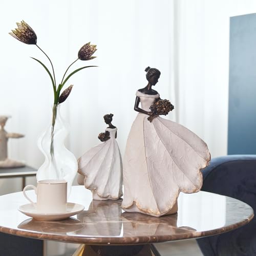 Guichifun Fairy Statue Collection Home Decoration - White Leaf Angel Girls Resin Home Decor for Outside or Inside Rustic Garden Outdoor Yard Decorations Figurines Memory Gift 7.5 x 4.5 x 11.5 Inch - color: White-flower, size: Large