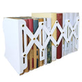 Metal Bookends, Book Ends for Heavy Books, Adjustable Book Holder for Shelves, Book Stopper for Home/School/Office, Extends up to 19 inches, White - color: White-new