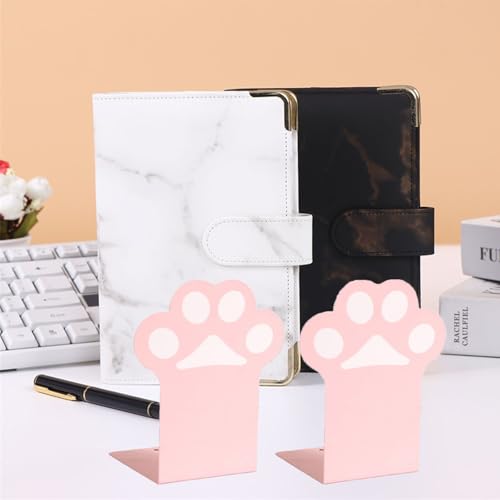 2 Sets Cat Paw Metal Bookends(4 Pieces in Total) Cute Desktop Bookshelf Sturdy Cartoon Bookshelf for Office and Home Decoration(Pink) - color: 2 Sets Pink