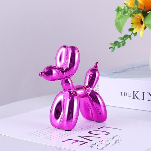Red Balloon Dog Decor,Balloon Animal Decor,Shelf Decor Preppy Room Decor,Cute Statue Home Decor, Bedroom Modern Sculpture Desk Decor,Office Gold Decorations Small Figurines - color: Rose Red, size: 3.9*3.9*1.5inch