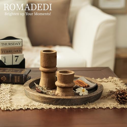 Romadedi Candlestick Holders Boho Decor: Taper Candle Holders Paper Mache for Living Room Modern Decorations Candle Stick Dining Table Centerpiece Fireplace Home Decoration Brown - color: Brown