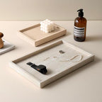 BUICCE Rectangular Decorative Serving Tray,Modern Travertine Large Coffee Table Tray