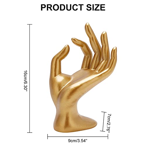 Hand Jewelry Display Holder Gold OK Shaped Hand Ring Jewelry Organizer Stand Watch Stand Support Holder for Earring Ring Bracelet Storage Room Decor 2.76 x 3.54 x 6.3 Inches - color: Gold