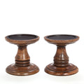 Hosley Set of 2 Brown Wood Pillar Holders 5 Inch High. Ideal Gift for Home Wedding Spa and Aromatherapy Settings. O3 - color: Brown 2