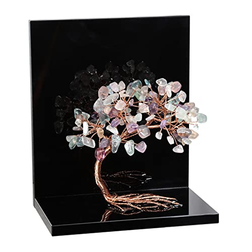 rockcloud Set of 2 Fluorite Crystal Tree Acrylic Decorative Bookends, L-Shaped Heavy Duty Book Ends to Hold Books for Home Office Shelves, Green - color: Green