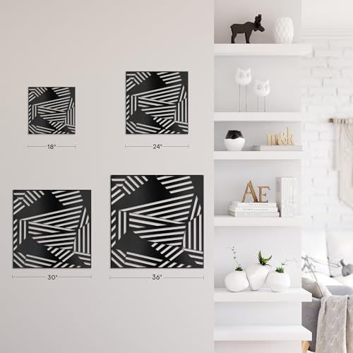 SIGNLEADER Metal Wall Decor Abstract Geometric Minimalist Modern Luxury Wall Sculpture Hangings 3D Statue Home Decoration for Living Room, Bedroom, Bathroom, Kitchen, Fireplace, Office - 18" Black - color: Gry24-2405-m24, size: 18" Black