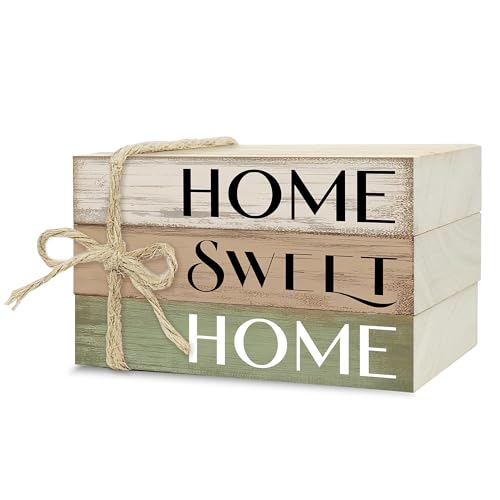 Mini Decorative Books For Home Decor, Small Wood Book Stack For Table Decor, Home Decor Book For Living Room Mantel, Farmhouse Stacked Books Decorative（L44） - color: Retro Home sweet