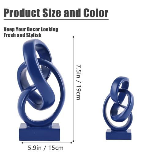 Navy Blue Knot Decor for Coffee Table Book,Abstract Art Mid Century Modern Decor for Bookshelf Entryway TV Stand,Minimalist Knot Sculpture for Home Living Room,Centerpiece Table Decorations (Blue) - color: Blue
