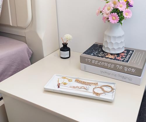 9.2" Porcelain Small Bathroom Tray, Ceramic Countertop and Vanity Tray for Cosmetics, Perfume, Jewelry, Candle - Kitchen Soap Tray for Kitchen Counter (Gray) - color: Gray, size: 9.2" x 3.6" x 0.6"