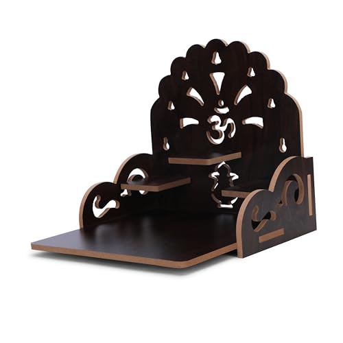 Wooden Wall Mounted Hanging Puja Temple|God Stand for Pooja Room Mandir| Devghar Stand Temple| Home Temple|Table Top Mandir |Home Wall Temple Waterproof - size: Tristand Wooden Temple