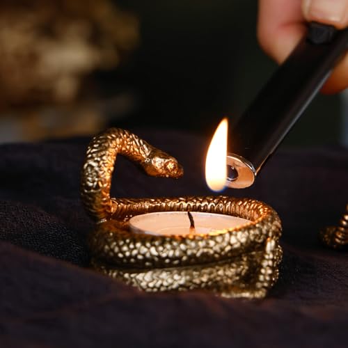 NIKKY HOME Gold Snake Tealight Candle Holders Set of 2, Centerpiece Table Decorations, Decorative Metal Stand for Tea Light Candles, Votive Candles