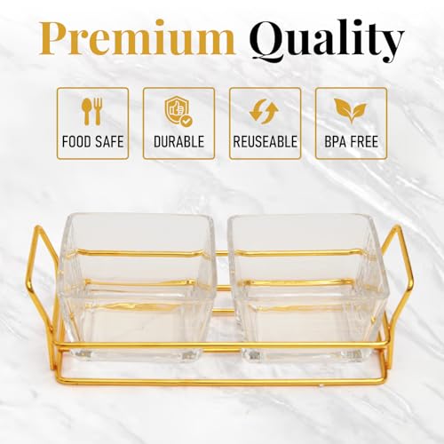 Easter Nuts gift Basket Luxurious and Elegant 2 Sectional Premium Reusable Glass Tray, Perfect Holiday Food Gift Basket