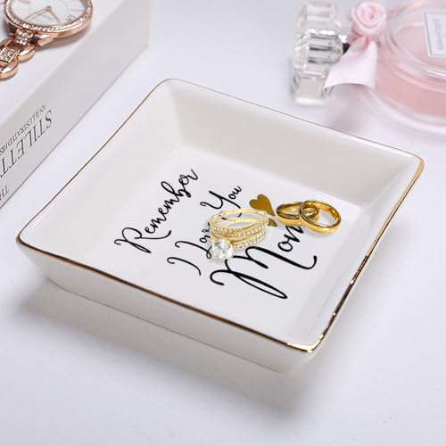 Mom Gifts from Sister Mothers Day Gifts Birthday Gifts for Mum Christmas Thanksgiving Gift Female Small Unique Trinket Tray Ceramic Jewelry Dish Ring Holder,Remember I Love You Mom - color: Remember Mom