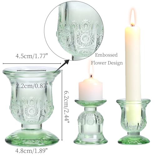 10pcs Green Candlestick Holders, Glass Taper Candle Holders for Table Centerpiece Decor, Wedding, Birthday, Gift - color: Green