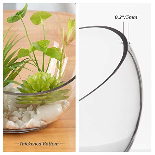 WGV Slant Cut Bowl Glass Vase, Width 9", Height 8.25", Clear Terrarium, Candy Dish, Fruit Jar, Floral Container for Wedding Party Event, Home Office Decor, 1 Piece - size: Slant Bowl 8"H