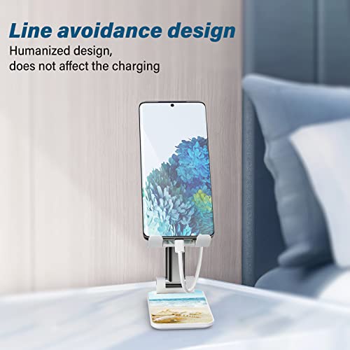 Foldable Phone Stand for Desk, Adjustable Angle of View, Suitable for iPhone, Samsung and Other Smart Phones, Colorful Pattern, Portable Electronic Device Stand - color: Sandy Beach