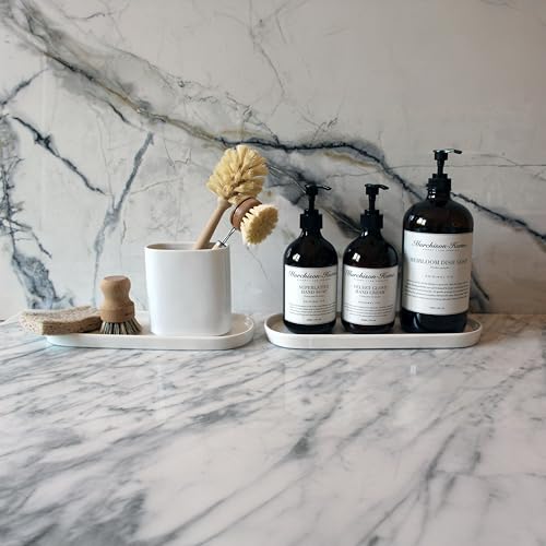 Elegant Ceramic Kitchen Sink Caddy & Bathroom Countertop Tray - Versatile Ceramic Vanity Tray for Home Organization & Decor, Durable & Microwave Safe, 11.8" x 4.1" x 0.8" - size: 11.8" x 4.1" x 0.8"