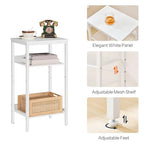 HOOBRO Tall Side Table, 3-Tier Telephone End Table with Adjustable Mesh Shelves, Small Entryway Table with Storage, Small Nightstand for Living Room, Bedroom, Hallway, Office, White WW01DH01G1 - color: White