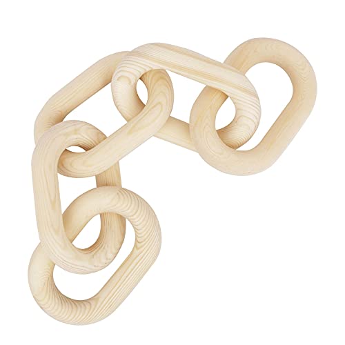 HMASYO Wood Chain Link Decor, 5-Link Wooden Decorative Chain Home Decor Accents, Coffee Table Decor, Shelf Decor Aesthetic, Bookshelf Table Decorative Objects for Living Room, Housewarming Gifts - color: Natural-5, size: 22"D x 3.9"W