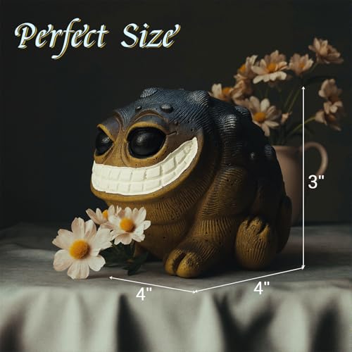 Hosrnovo Weird Stuff, Quirky and Cute Frog Statue Unique Home & Garden Decor for Office Desk or Entryway Gag Gift for Birthday Christmas and White Elephant