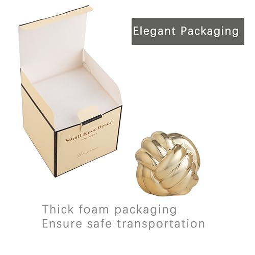 Small Gold Knot Decor, Chain Link Decor, Coffee Table Decor, Book Shelf Decor, Entry Table Decor, Aesthetic Minimalist Decorative Objects for Modern Home Living Room, Desk Decor for Office (Golden) - color: Golden