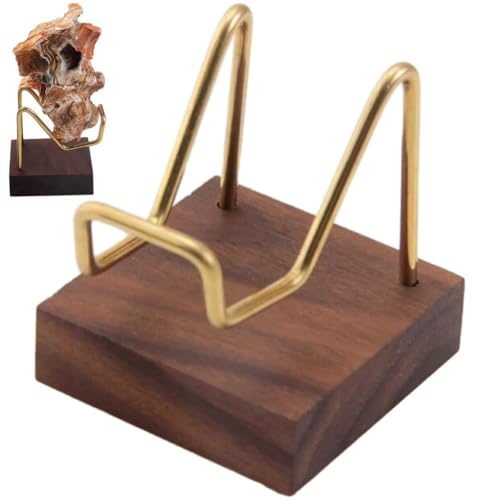 Crystal Display Stand Metal Arms Small Display Stand with Wooden Base Geodes Agate Mineral Easel Holder for Collectibles - color: Style 1