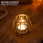 Geometric Tea Light Candle Holders - Wedding Centerpiece for Tables Morden Metal Votive Tealight Candles Stand with Glasses Coffee Home Room Decor Wedding Party Birthday Decoration, Gold 12 pcs