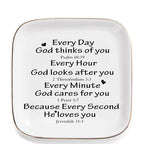 Christian Gifts for Women Faith Jewelry Dish, Religious Gifts Gifts for Women Birthday Christmas Ring Dish Jewelry Tray Gift -Every Second God He Loves You - style: Every Second God Loves You