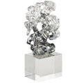 Deco 79 Glass Abstract Decorative Sculpture Freeform Home Decor Statue with Clear Square Base, Accent Figurine 6" x 3" x 10", Clear - size: 6" x 3" x 10"