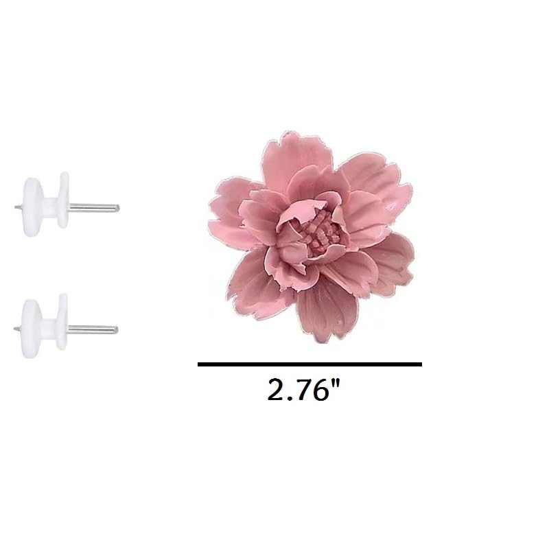 Peony，2.76" Ceramic Flower Wall Art, Artificial 3D Flower Wall Art, Handmade 3D Wall Art Hanging Sculpture, Porcelain Flower Wall Decoration for Home Office Decor (Pink) - color: Pink,Peony,2.76"
