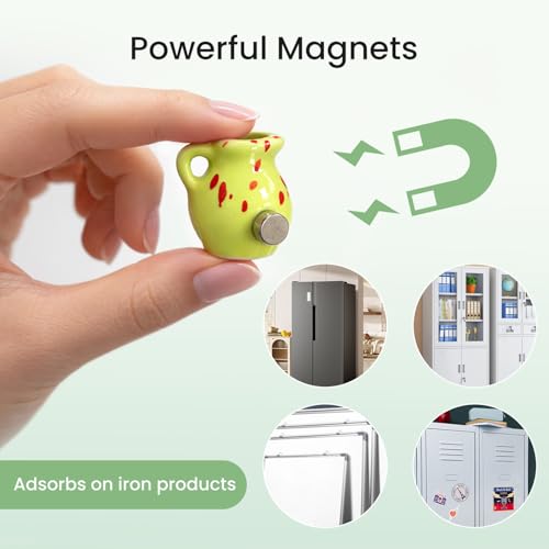 Cute Mini Ceramic Vase Magnets for Fridge, Funny Small Plant Magnets, Tiny 3D Plant Vase for Refrigerator Decoration Kitchen Locker Kitchen Office (8 Pack) - color: 8 Pack