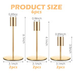 Set of 6 French Gold Taper Candle Holders Candlestick Holders, Decor Candles Stick Candle Holder for Table or Mantel Centerpiece, Wedding, Dinning, Party Home Decor
