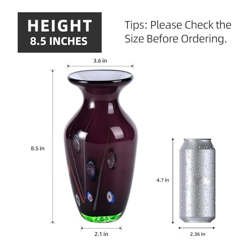 KAMMAK Colored Glass Vase, Beautiful Hand Blown Decorative Vase, Modern Art Vase for Flower Mantle Dining Table Centerpiece, Entryway Living Room Wedding Decoration (JG2053) - style: JG02053