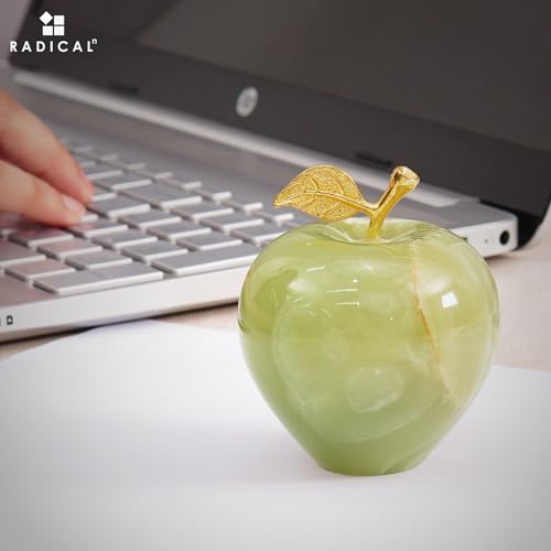 Radicaln Marble Decoration Piece Green Onyx 3" Inch Handmade Apple Paperweight Home Decor – Best for Office Table Decoration & Study Room Decor Paperweight - color: Green