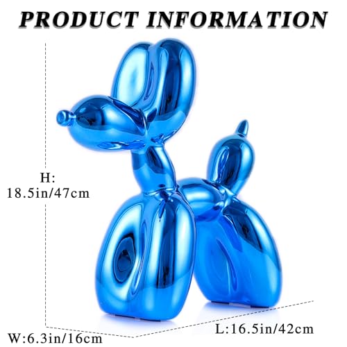 Blue Balloon Dog Decor - Animal, Shelf, Preppy Room, Cute Statue, Modern Sculpture, Gold Decorations, Small Figurines - color: Blue, size: 16.5*18.5*6.3inch