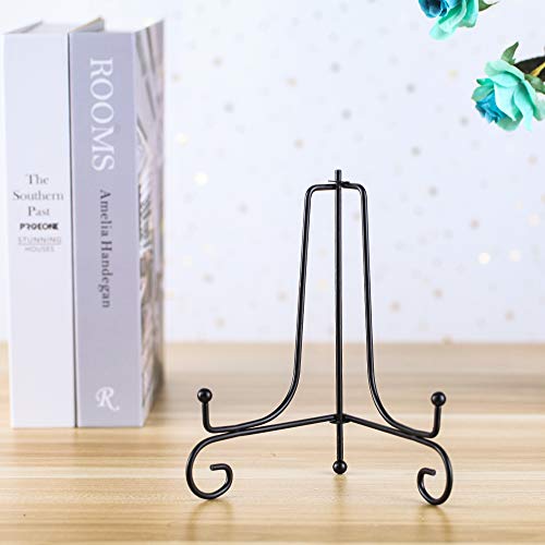 (2 pack)Iron Display Stand, Black Iron Easel Plate Display Photo Holder Stand, Displays Picture Frames, Cookbooks, Decorative Plates, Tablets and Art 7 Inch - color: Black, size: 7 inch(2 Pack)