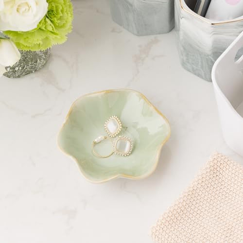 Ceramic Ring Dish, Jewelry Dish Holder, Small Trinket Tray Plate for Earrings Rings Necklaces Keys, for Mom Friend Sister, Light Green - color: Light Green