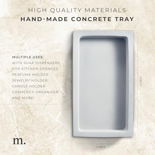 MaisoNovo Concrete Tray | Gray Tray for Bathroom Countertop | Bathroom Counter Trays | Dish Soap Trays for Kitchen - color: Dark Grey Tray