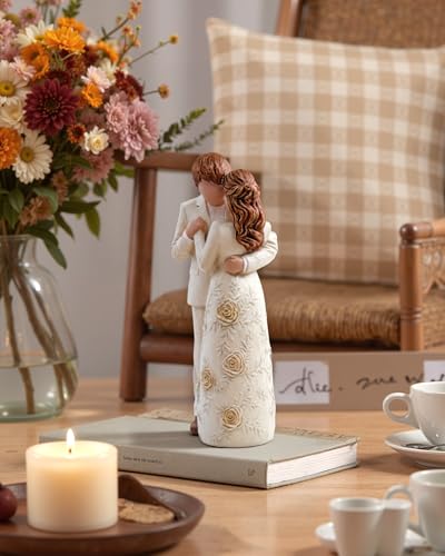 Romantic Couple Figurine Resin Lover Statue, Wedding or Engagement Gifts for Couples, Idea, Romantic Home Decor Sculpture for Wife Girlfriend (Couple Resin Figurines)